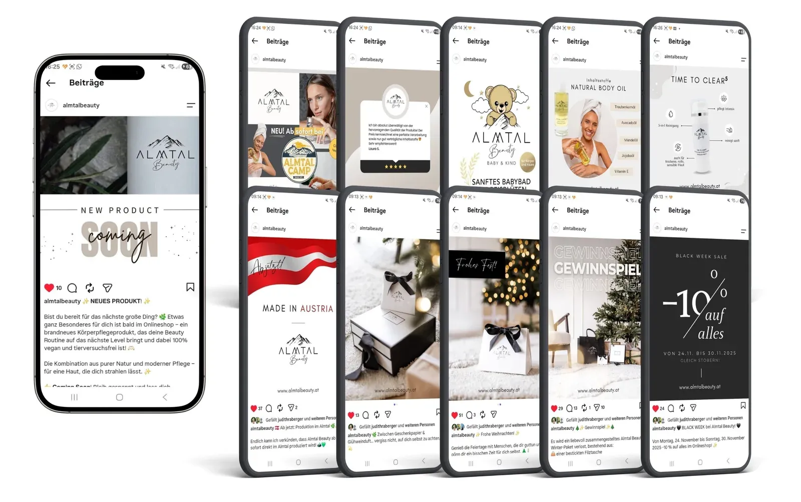 Feed-Übersicht des Instagram-Profils von Almtal Beauty